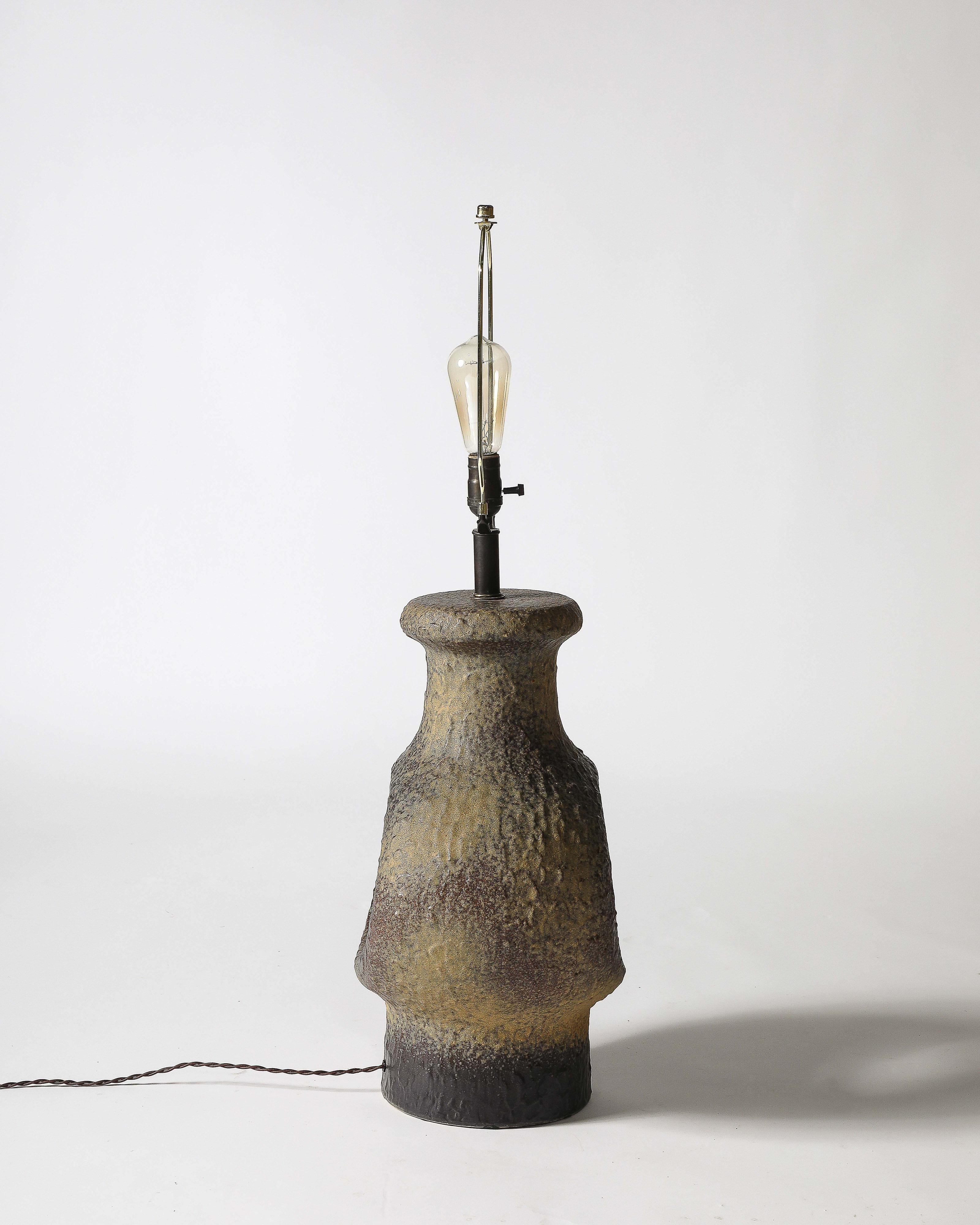 Glazed Porcelain Circular Table Lamp Denmark, c. 1960 For Sale 3