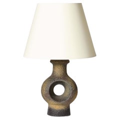Glazed Porcelain Circular Table Lamp Denmark, c. 1960