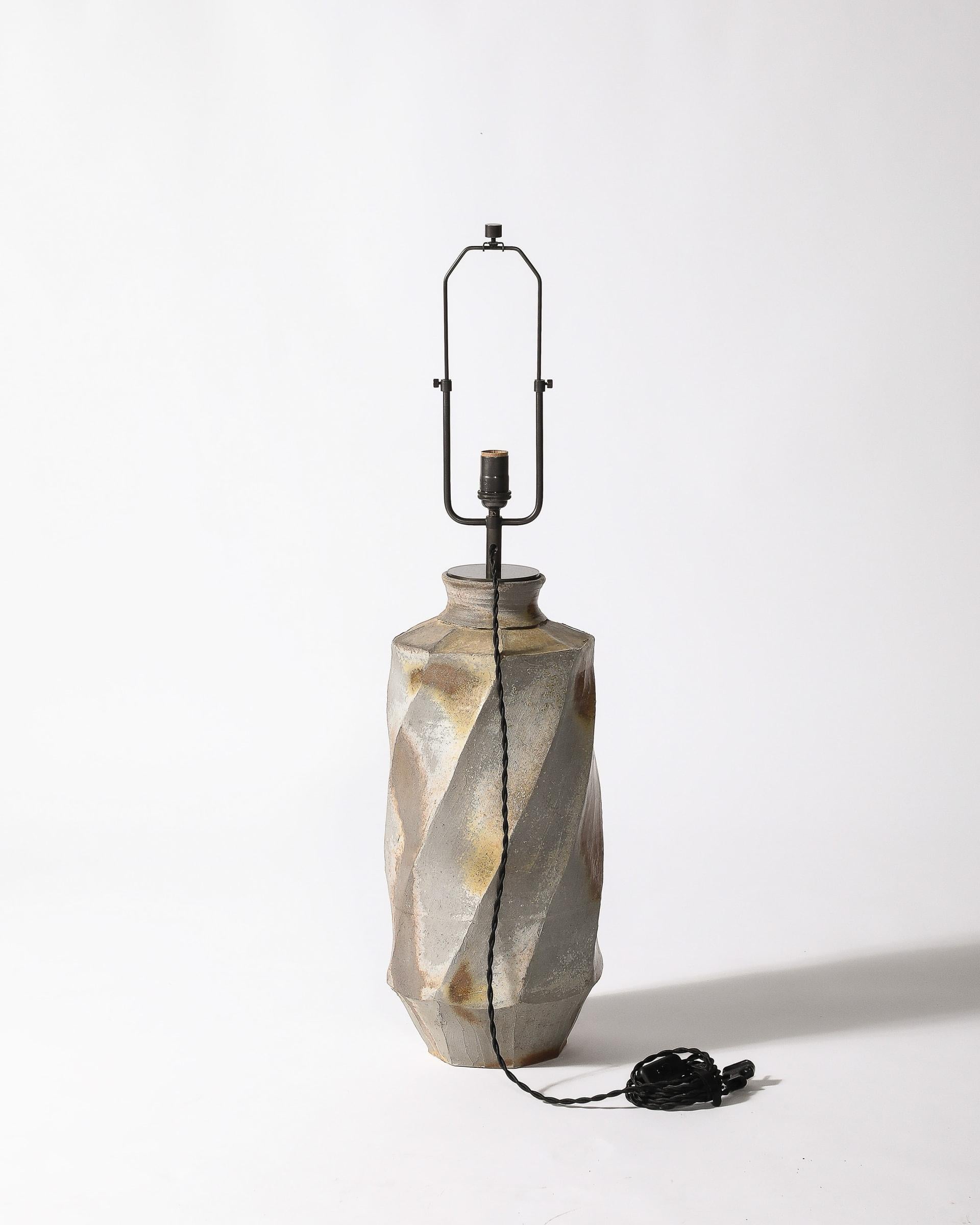 Lampe de table monumentale en céramique émaillée de La Borne, France, c. 1960 en vente 1