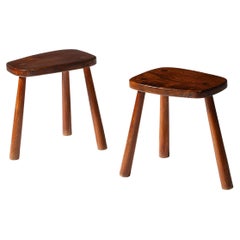 Tabouret rustique tripode Elm France, c. 1960