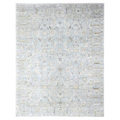 Tappeto persiano grigio anticato con disegno Mahal annodato a mano in pura lana 10'x13'10"