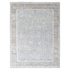 9'x12'1" Mittelgrau Ton in Ton Oushak Design Hand geknüpft reine Wolle Teppich