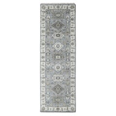 2'7"x8' Medium Gray Karajeh Design Pure Wool Hand Knotted Runner Oriental Rug