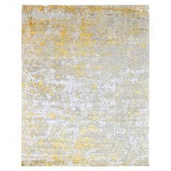 8'x9'9" Beige con Oro in Lana e Seta con disegno astratto annodato a mano
