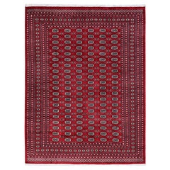 9'x11'9" Red Princess Bokara Tribal Medallions Design Hand Knotted Wool Rug