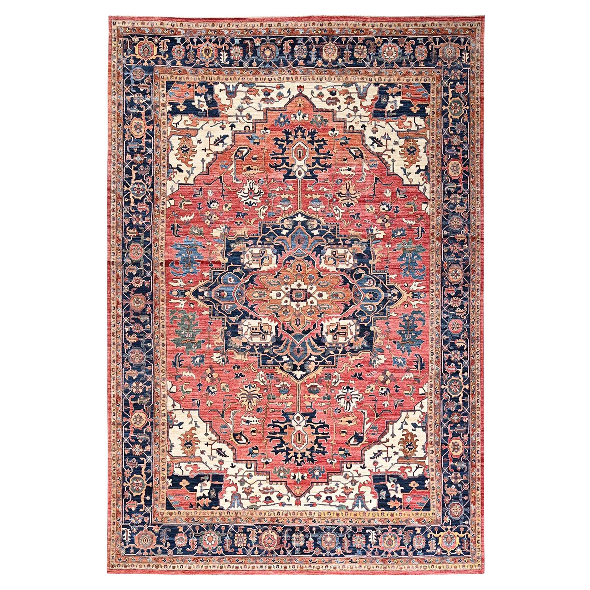 11'10 "x17'7" Korallenrot Aryana Collection Serapi Heriz Design Handgeknüpfte Wolle