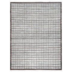 10'5"x13'8" Vista White Moroccan Weave Box Design Hand Knotted Pure Wool Ru