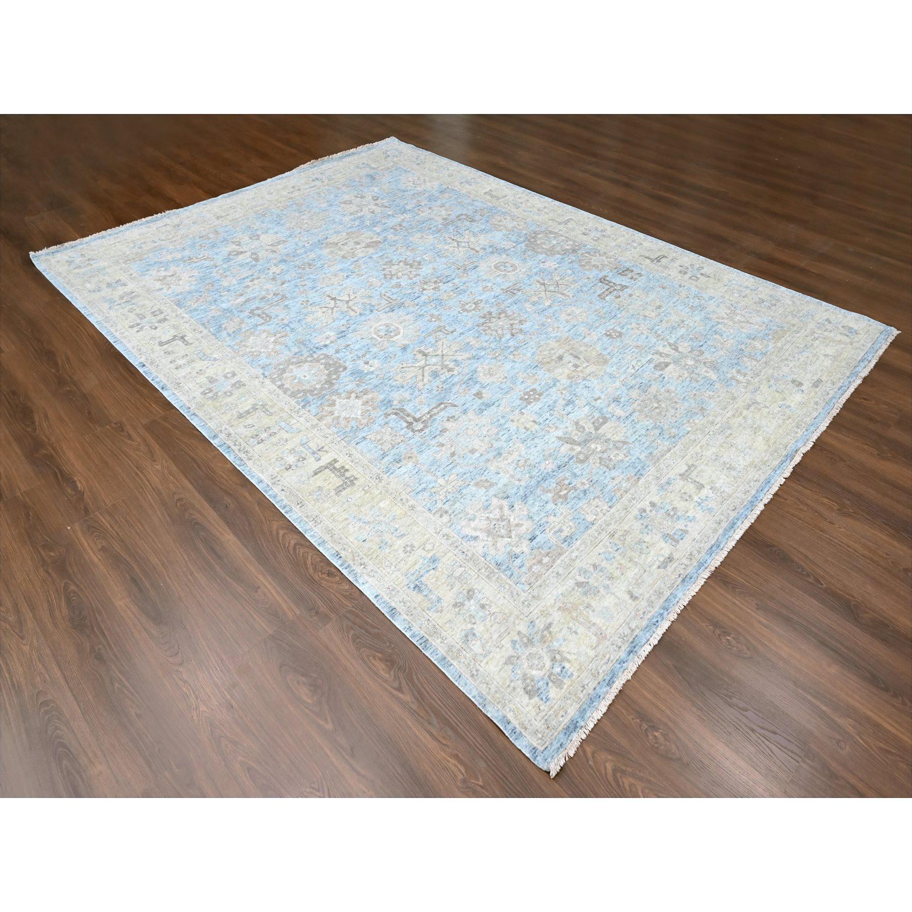 9'x12' Blauer antiker Perser mit Ziegler Mahal Design Handgeknüpfter Wollteppich (Oushak) im Angebot