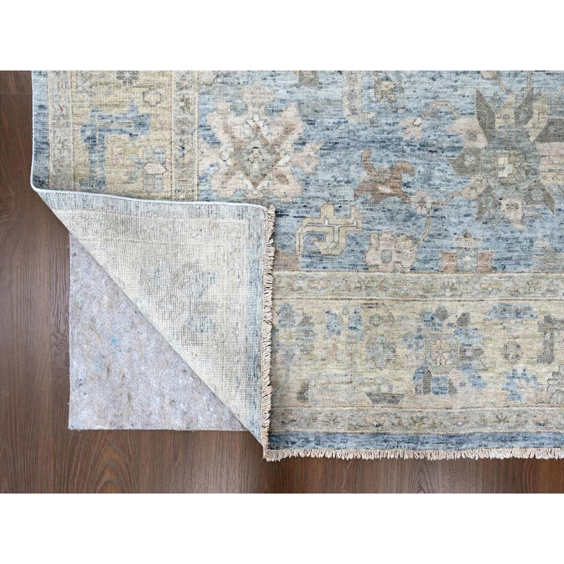 9'x12' Blauer antiker Perser mit Ziegler Mahal Design Handgeknüpfter Wollteppich (Indisch) im Angebot