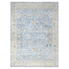 9'x12' Blue Antiqued Persian with Ziegler Mahal Design Hand Knotted Wool Rug