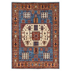 5'2"x7' Imperial Blue Antique Karachopf Kazak Design Hand Knotted Wool Rug