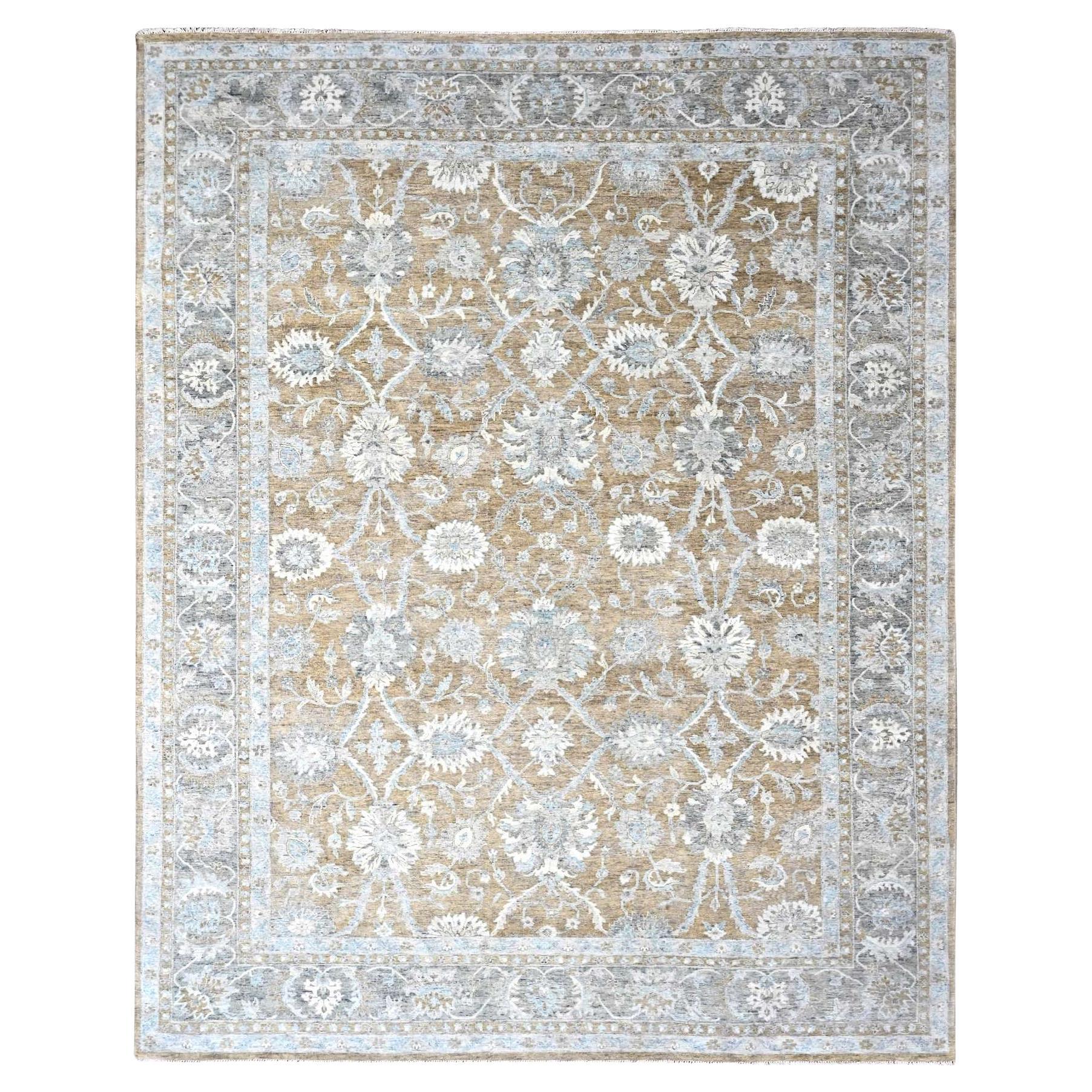 10'1 "x14' Mandelbraun Antik Persisch Mahal Design Handgeknüpft Reine Wolle Teppich