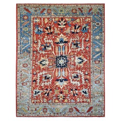 9'6 "x12' Crimson Red Hand Knotted Aryana Collection Heriz Design Reine Wolle Teppich