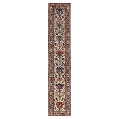2'10 "x15' Grauer Nordwest-Persischer Heriz Design Handgeknüpfter Weicher Woll-Läufer Teppich