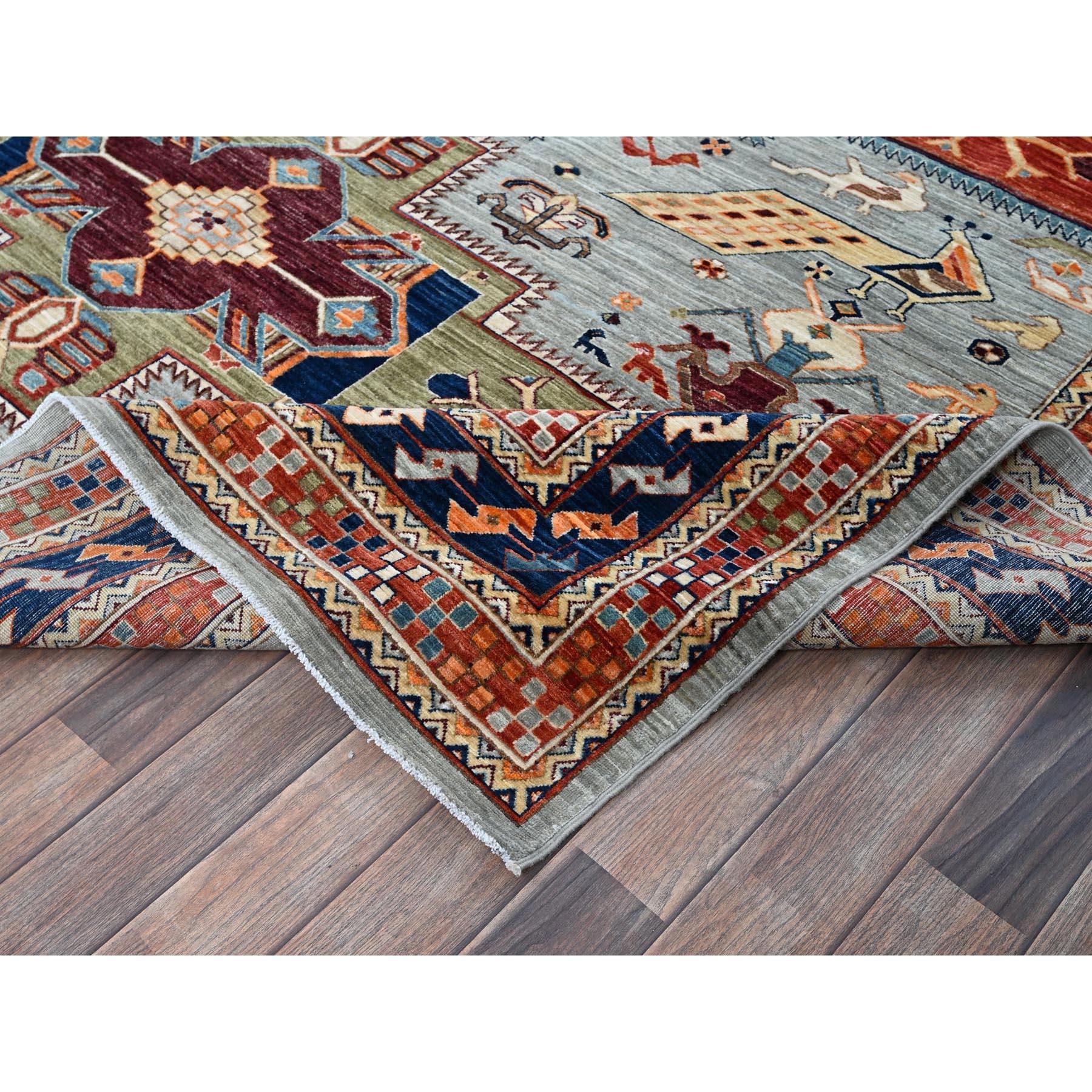 XXI secolo e contemporaneo Tappeto orientale in lana annodata a mano di ispirazione armena di colore grigio 8'x9'8
