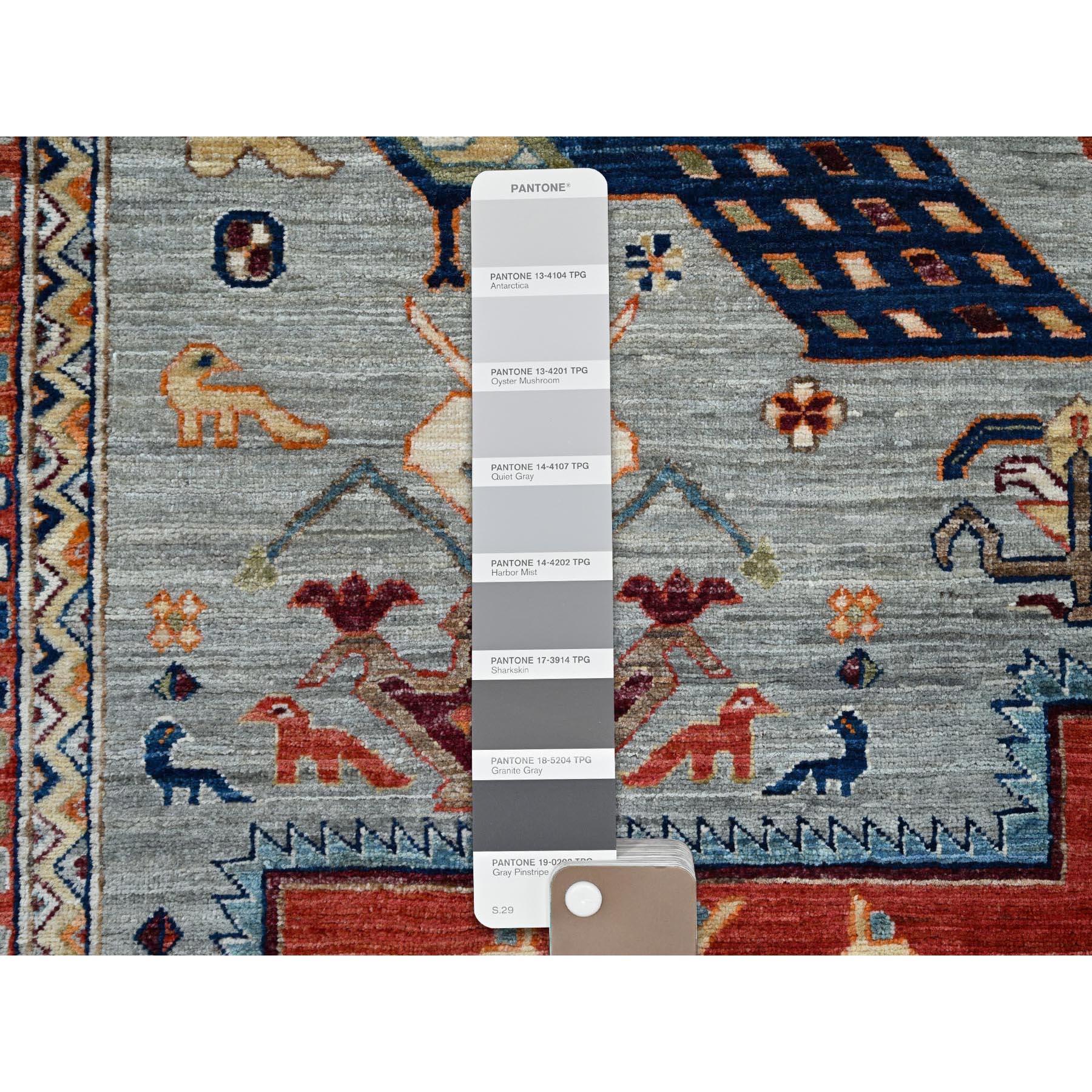 Lana Tappeto orientale in lana annodata a mano di ispirazione armena di colore grigio 8'x9'8