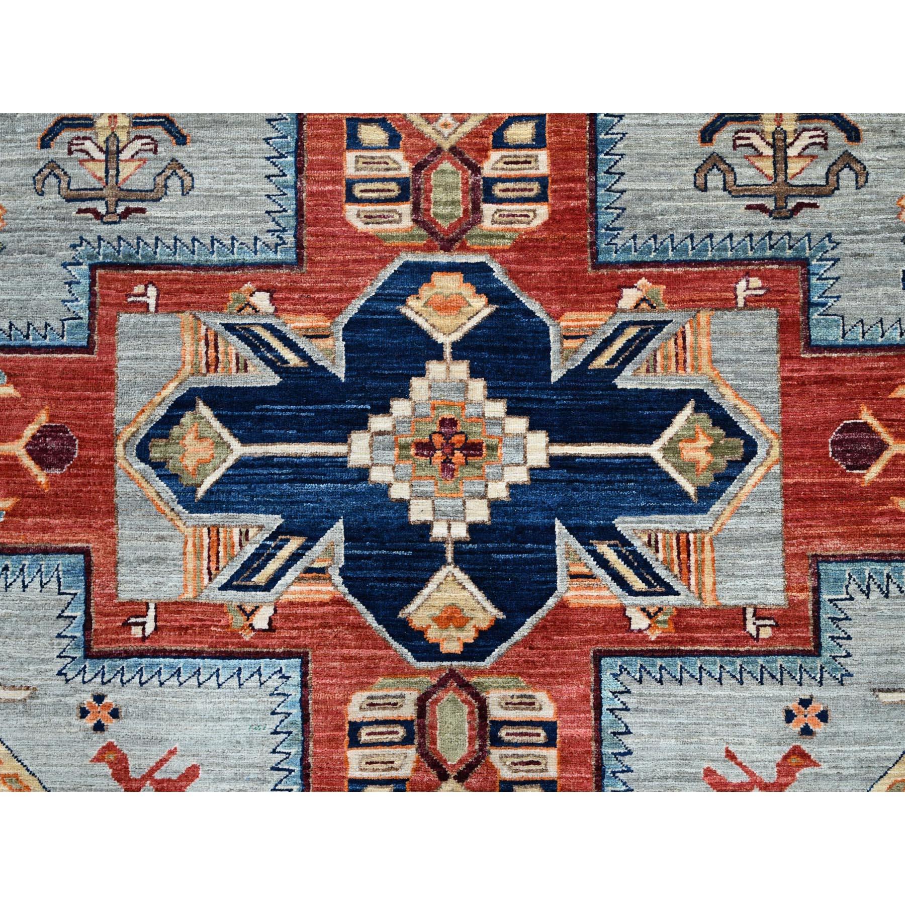Tappeto orientale in lana annodata a mano di ispirazione armena di colore grigio 8'x9'8