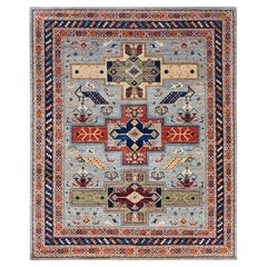 8'x9'8" Gray Armenian Inspired Caucasian Design Hand Knotted Wool Oriental Rug