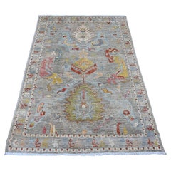 4'x5'8" Gray Aryana Collection Mahal Design Peshawar Hand Knotted Wool Rug