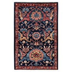 3'x5' Yale Blue Northwest Persian with All Over Design Hand Knotted Wool Rug