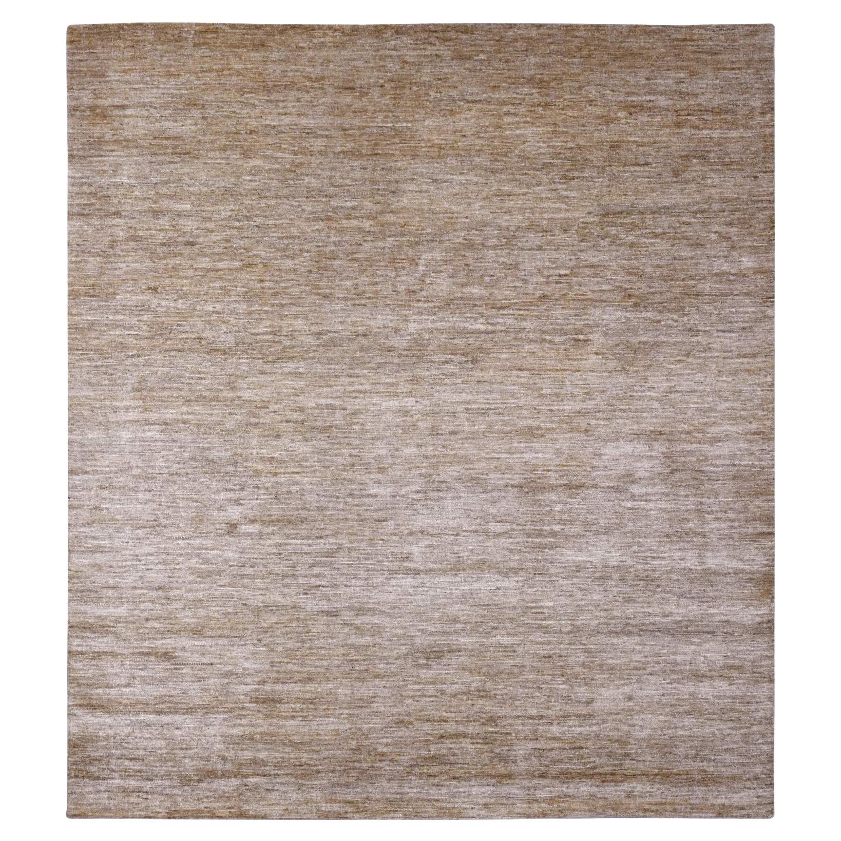 8'x9' Kupferbrauner handgesponnener Ghazni Wollteppich mit handgeknüpften Mustern