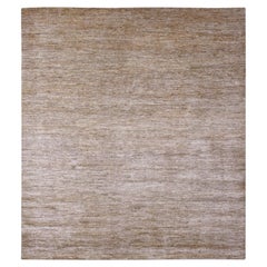 8'x9' Kupferbrauner handgesponnener Ghazni Wollteppich mit handgeknüpften Mustern