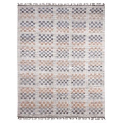 8'1 "x10'5" Bianco Moroccan Weave Soft Colors Design Tappeto annodato a mano in pura lana