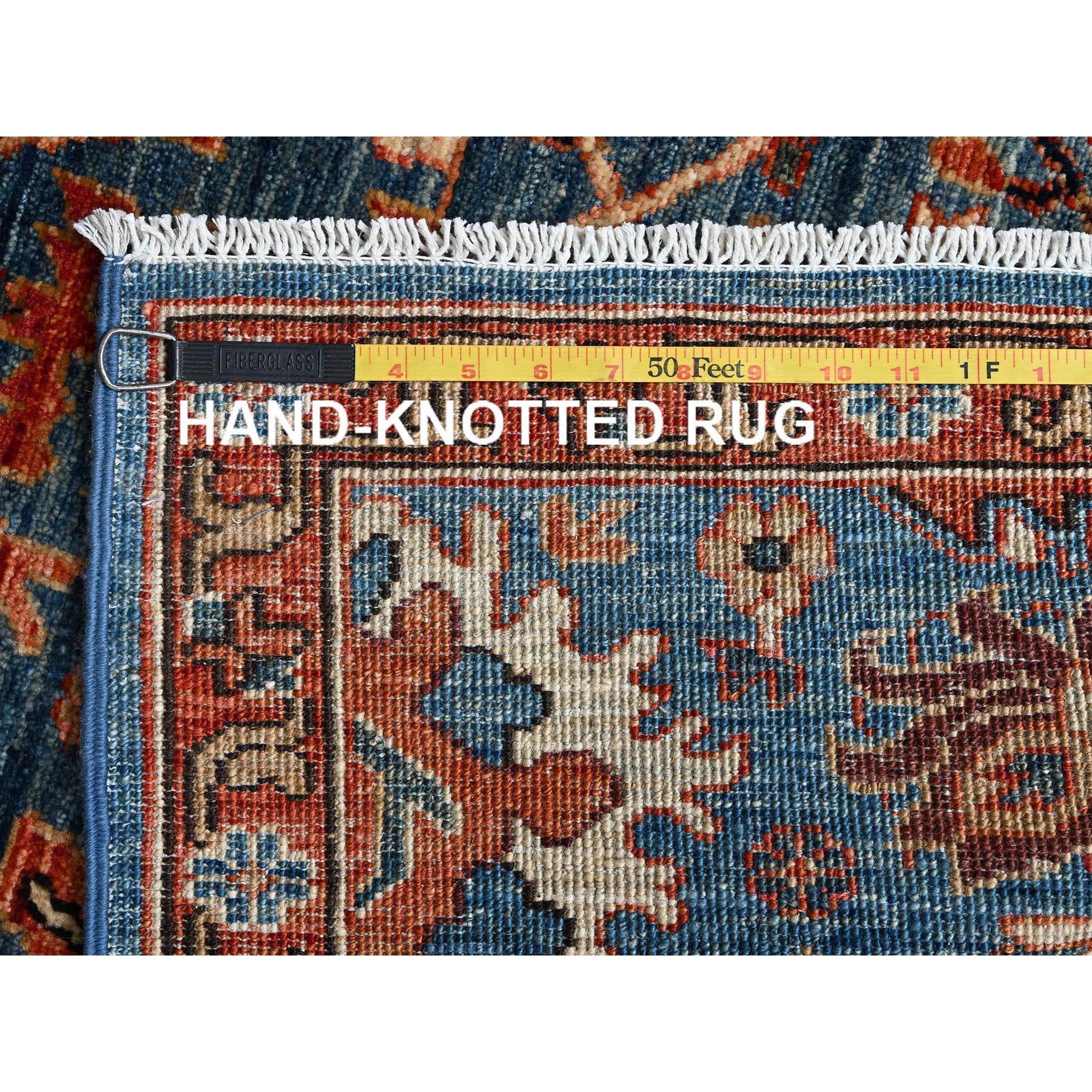 3'x10' Blau Aryana Grade Heriz All Over Design Hand geknüpft Wolle Läufer Teppich (21. Jahrhundert und zeitgenössisch) im Angebot