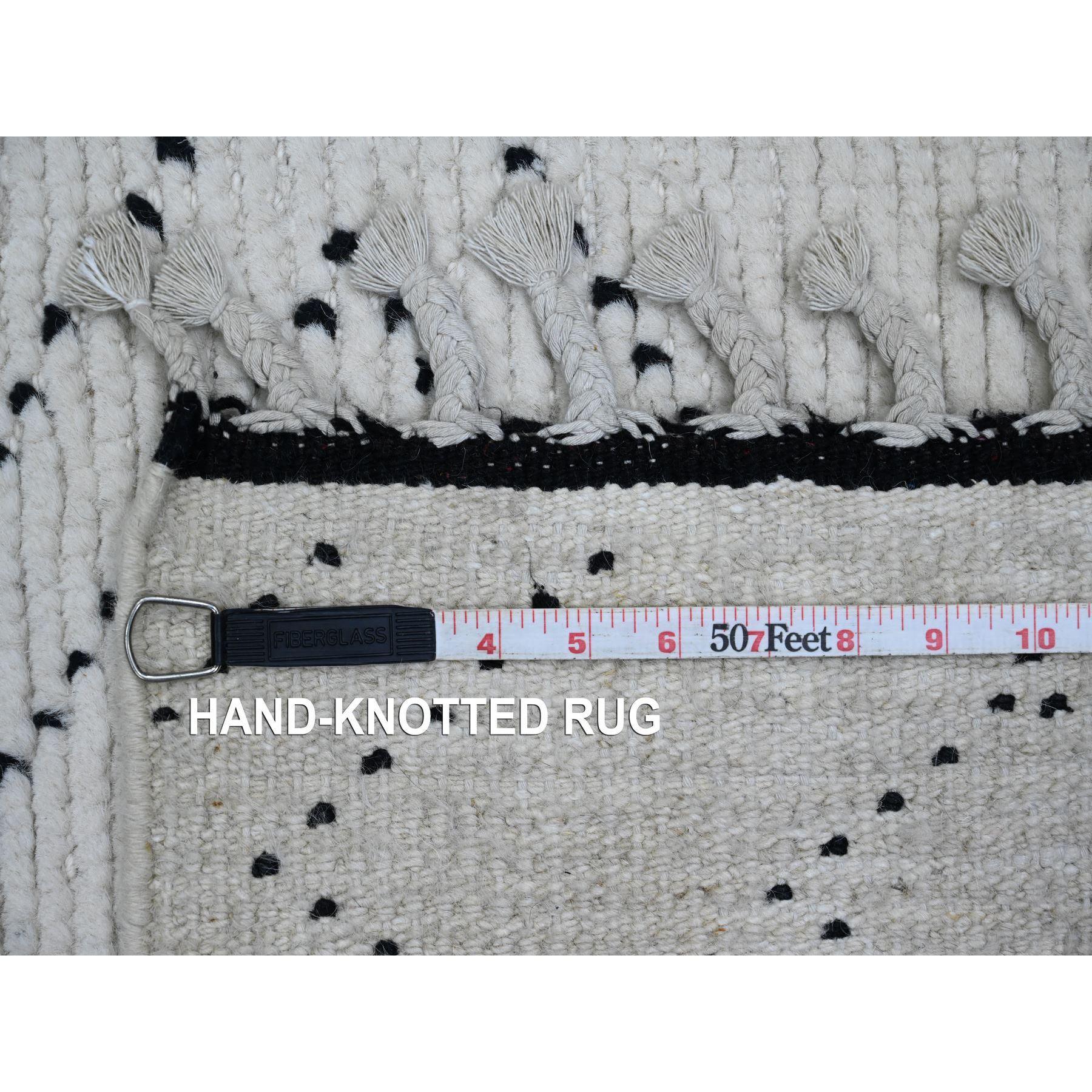 Tappeto Runner Bianco Moroccan Weave Geometric Design annodato a mano in lana 3'x12'8