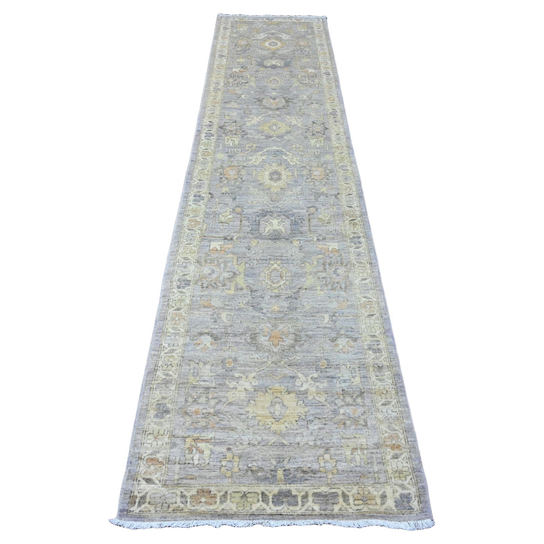 2'7 "x11'8" Grau Peshawar mit Ziegler Mahal Design Hand geknüpft Wolle Läufer Teppich