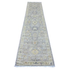 2'7"x11'8" Gray Peshawar with Ziegler Mahal Design Hand Knotted Wool Runner Rug