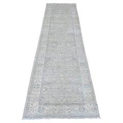 2'8"x10' Gray Peshawar with Heriz All Over Design Hand Knotted Wool Runner Rug