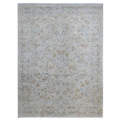 9'x11'10" Mist Gray Hand Knotted All Over Design Ziegler Mahal Wool Oriental Rug