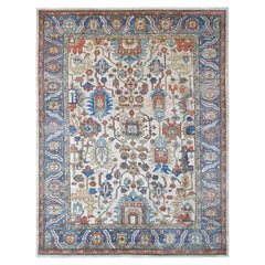 9'1"x11'9" Linen White Aryana Grade Heriz All Over Design Hand Knotted Wool Rug