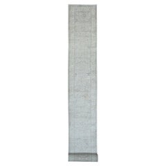 2'3"x29'4" Gray Peshawar Heriz Design High Mountain Wool Hand Knotted Runner Rug