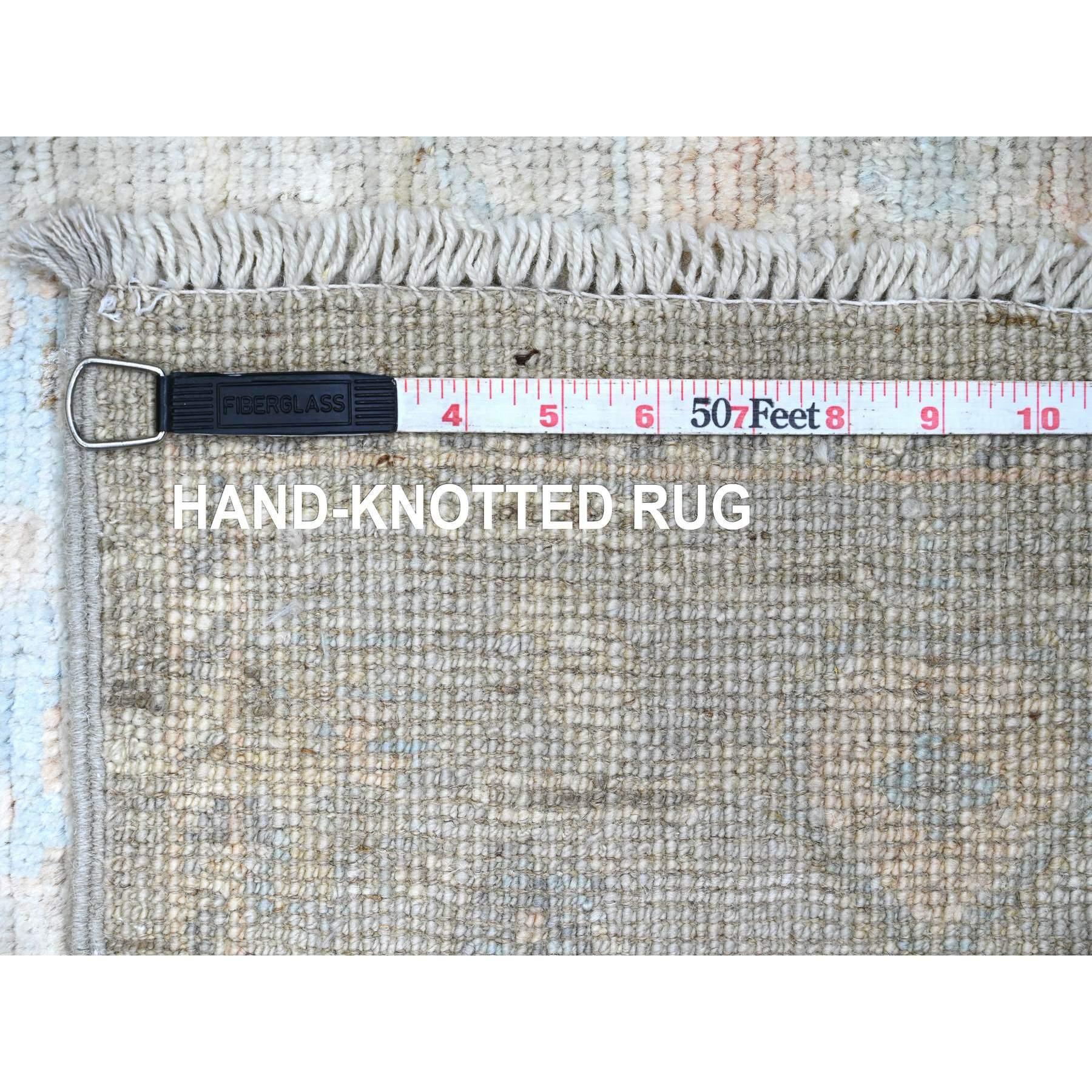 Lana Tappeto Afghano Angora Oushak Leaf Pattern 4'x6' grigio annodato a mano in pura lana in vendita