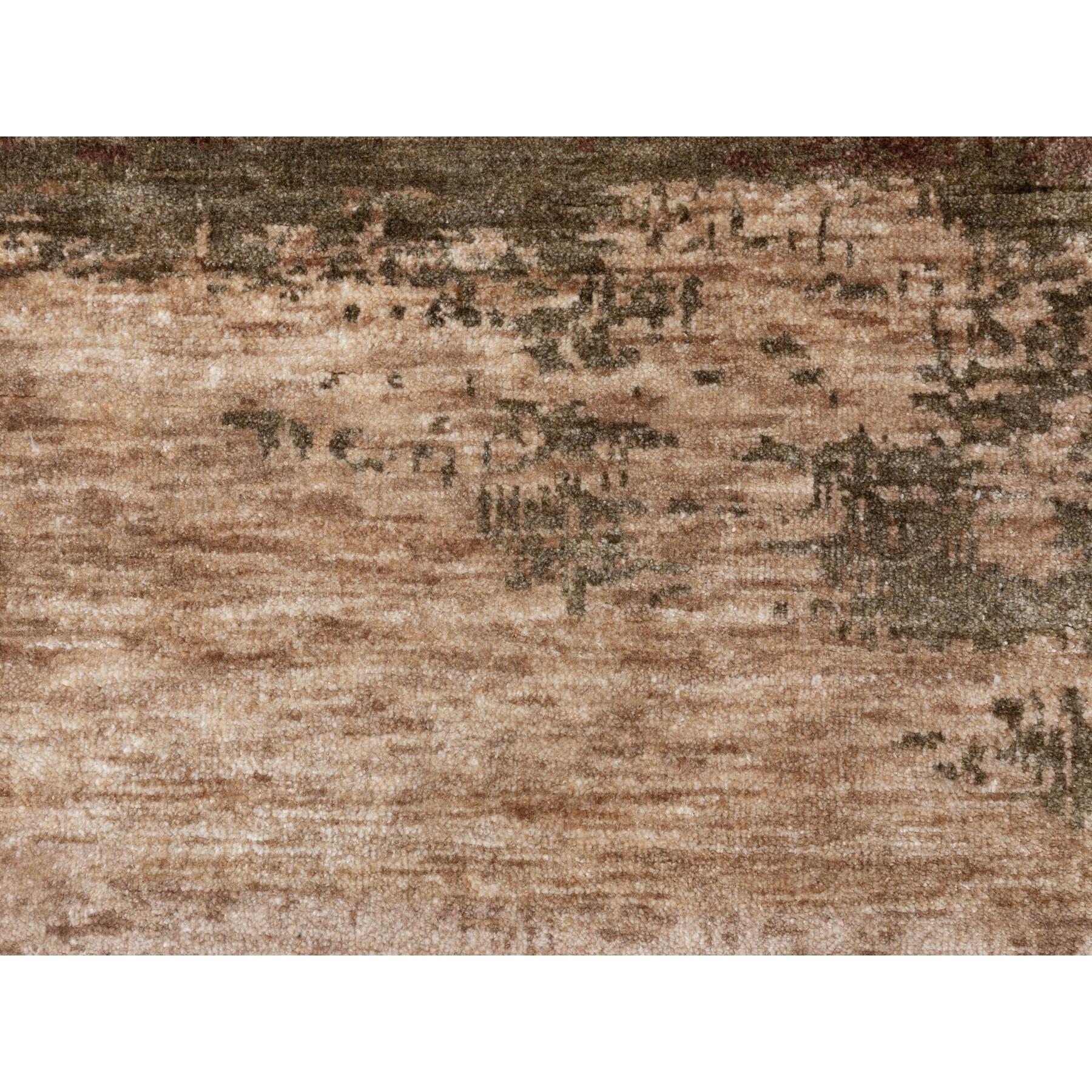 Annodato a mano 3'x5' Tappeto in lana e seta annodato a mano dai colori della terra e dal design astratto in vendita