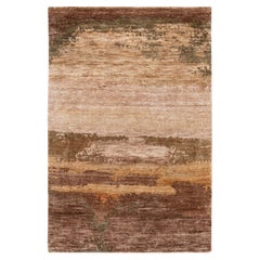 3'x5' Tappeto in lana e seta annodato a mano dai colori della terra e dal design astratto