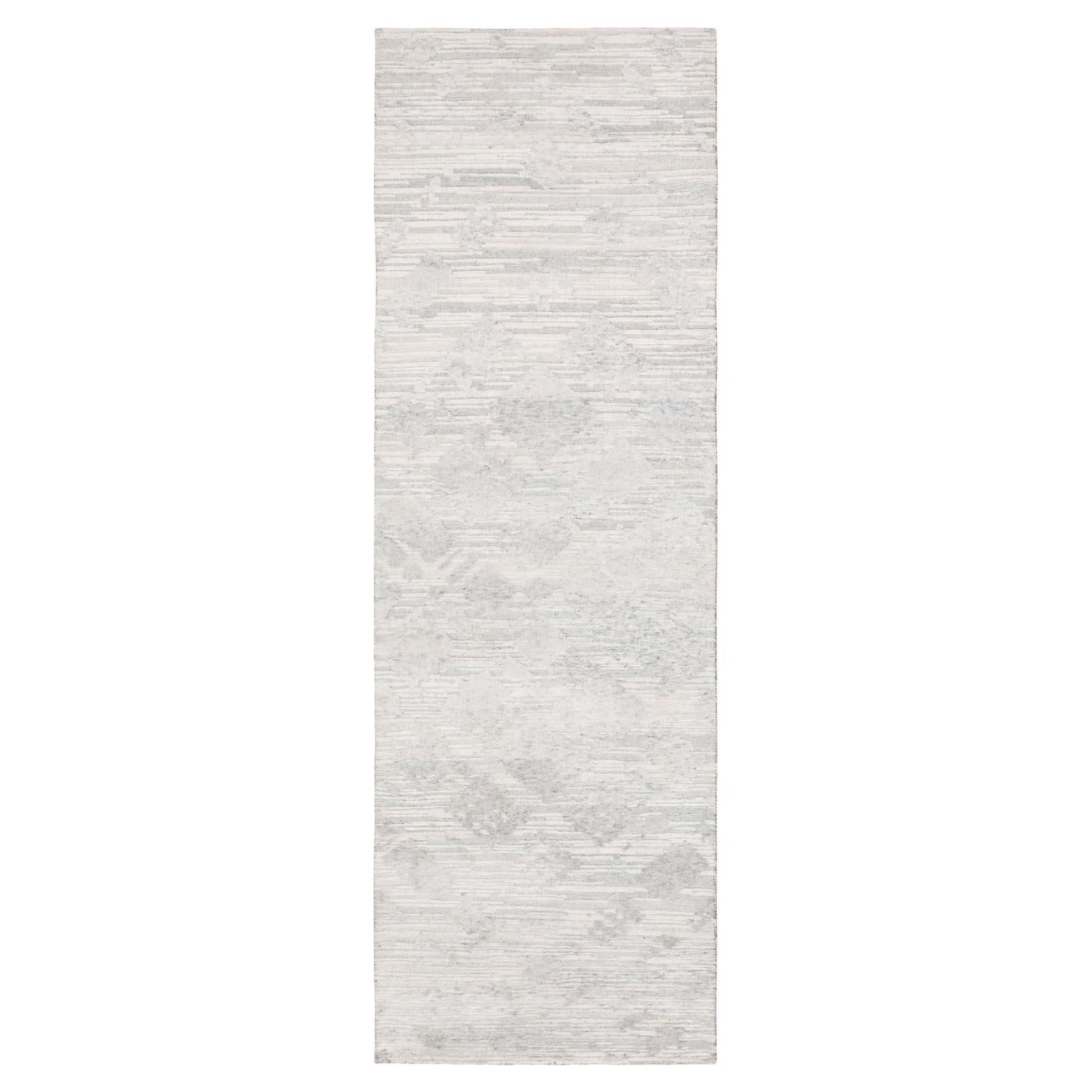 2'6 "x8' Modern Ivory Hand Spun Runner Undyed Natural Wool Hand Knots Rugs (tapis en laine naturelle non teintée)