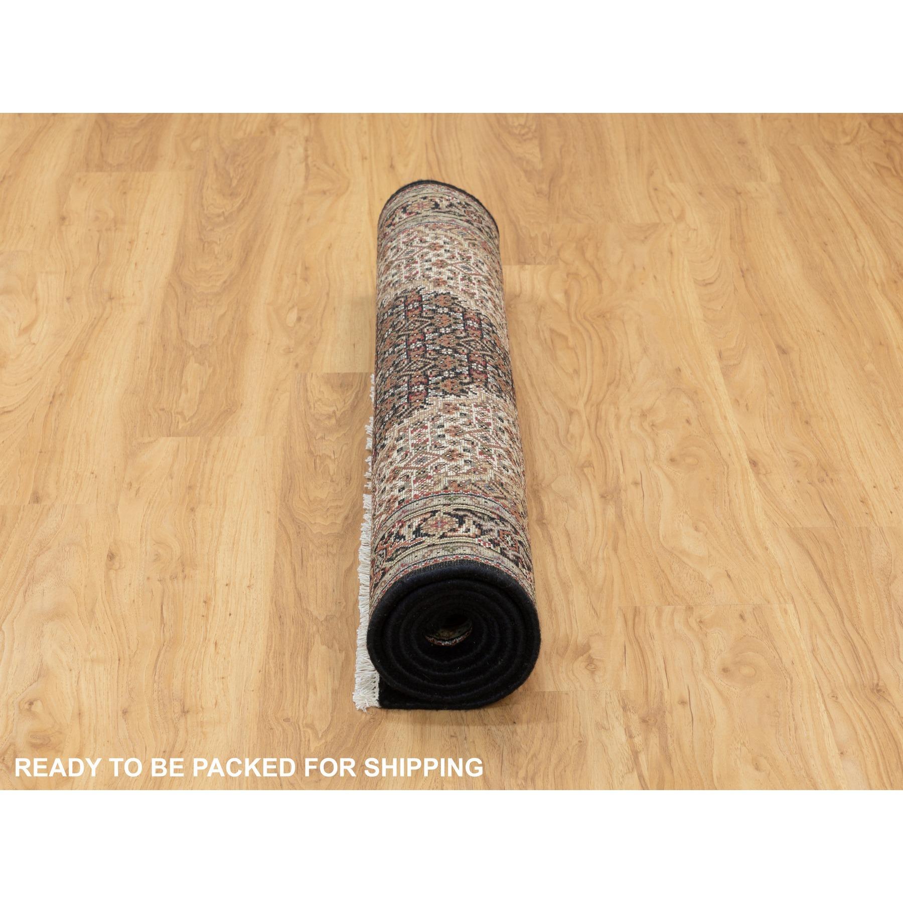 4'x6' Handgeknüpft Wolle Schwarz Fish Design Tabriz Mahi Orientteppich im Angebot 1
