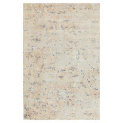 5'10 "x9' Tapis oriental moderne noué à la main en laine grise et soie pure avec design mosaïque