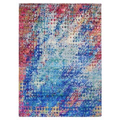 9'x12' THE PEACOCK, Sari Silk Colorful Hand Knotted Oriental Rug
