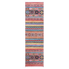 2'9"x9'9" Super Kazak With Pop Of Various Colors Khorjin Design Wool Runner Rug