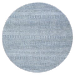 Tappeto orientale rotondo 6'x6' Gray Grass Design in lana e seta annodato a mano