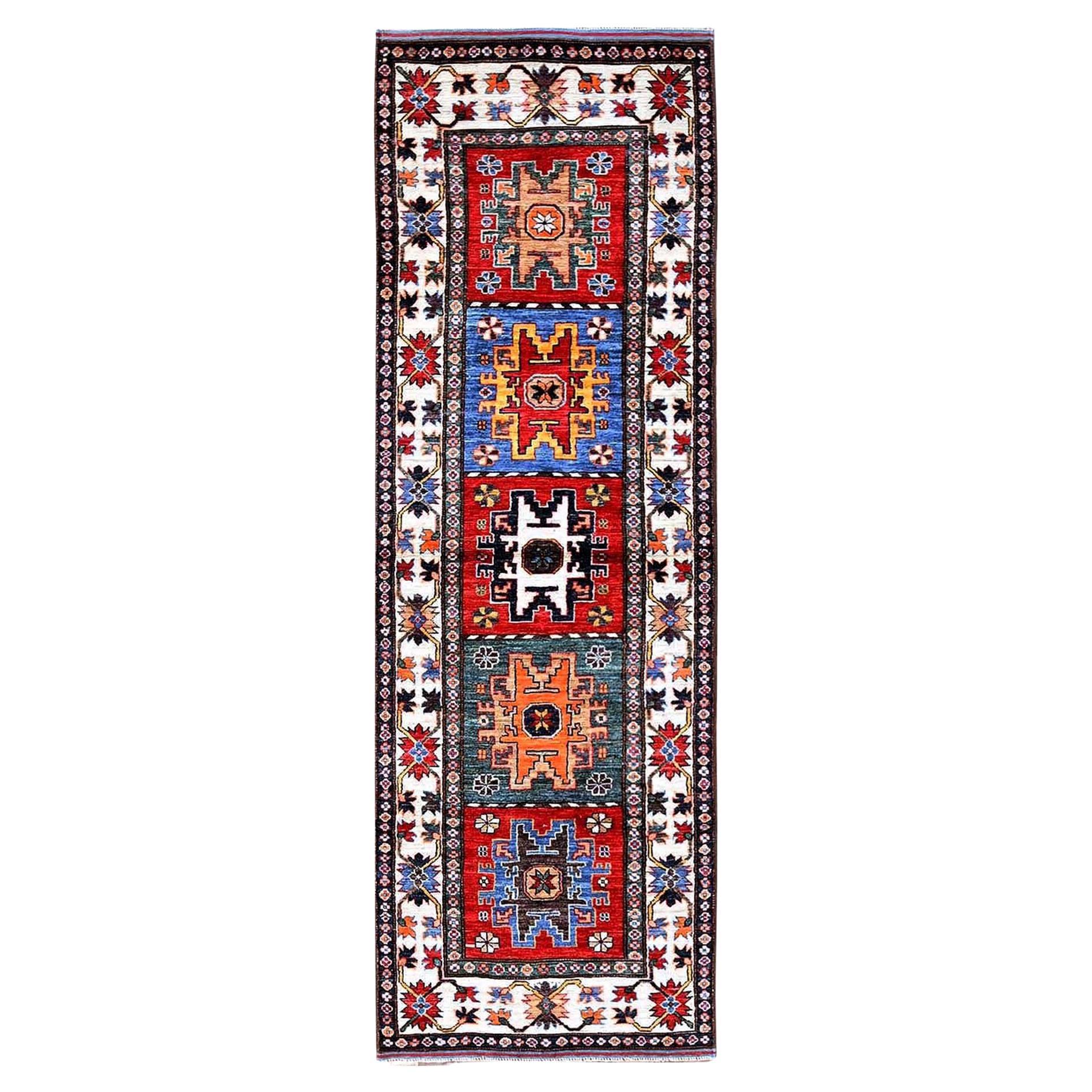 2'8 "x8'3" Rouge Noué à la main coloré Afghan Ersari Soft Wool Runner Tapis d'Orient