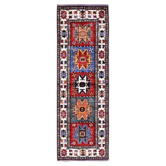 2'8 "x8'3" Rouge Noué à la main coloré Afghan Ersari Soft Wool Runner Tapis d'Orient