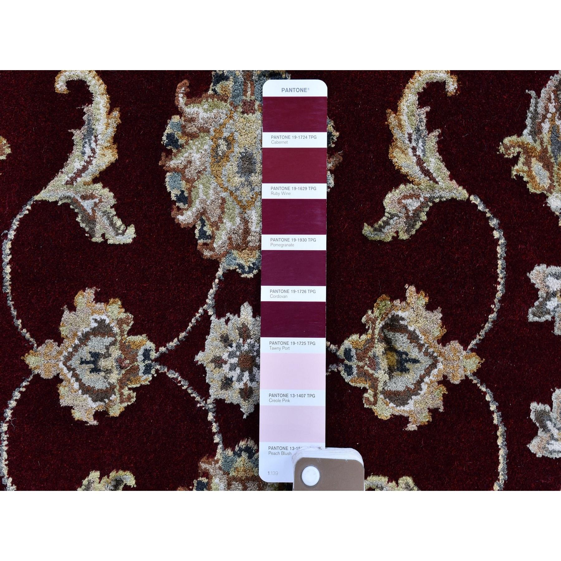 Annodato a mano Tappeto orientale rotondo 5'x5' rosso metà lana e metà seta Rajasthan annodato a mano in vendita