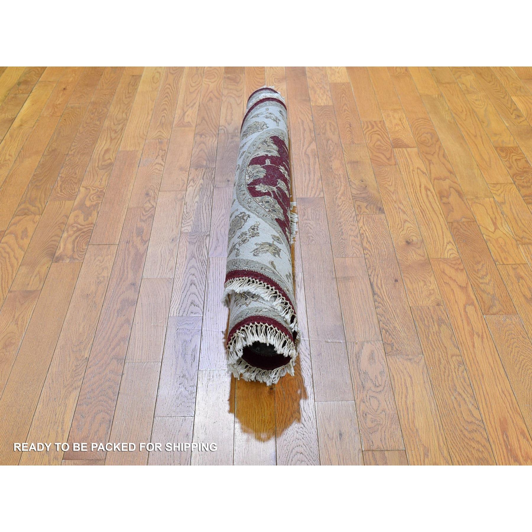 XXI secolo e contemporaneo Tappeto orientale rotondo 5'x5' rosso metà lana e metà seta Rajasthan annodato a mano in vendita