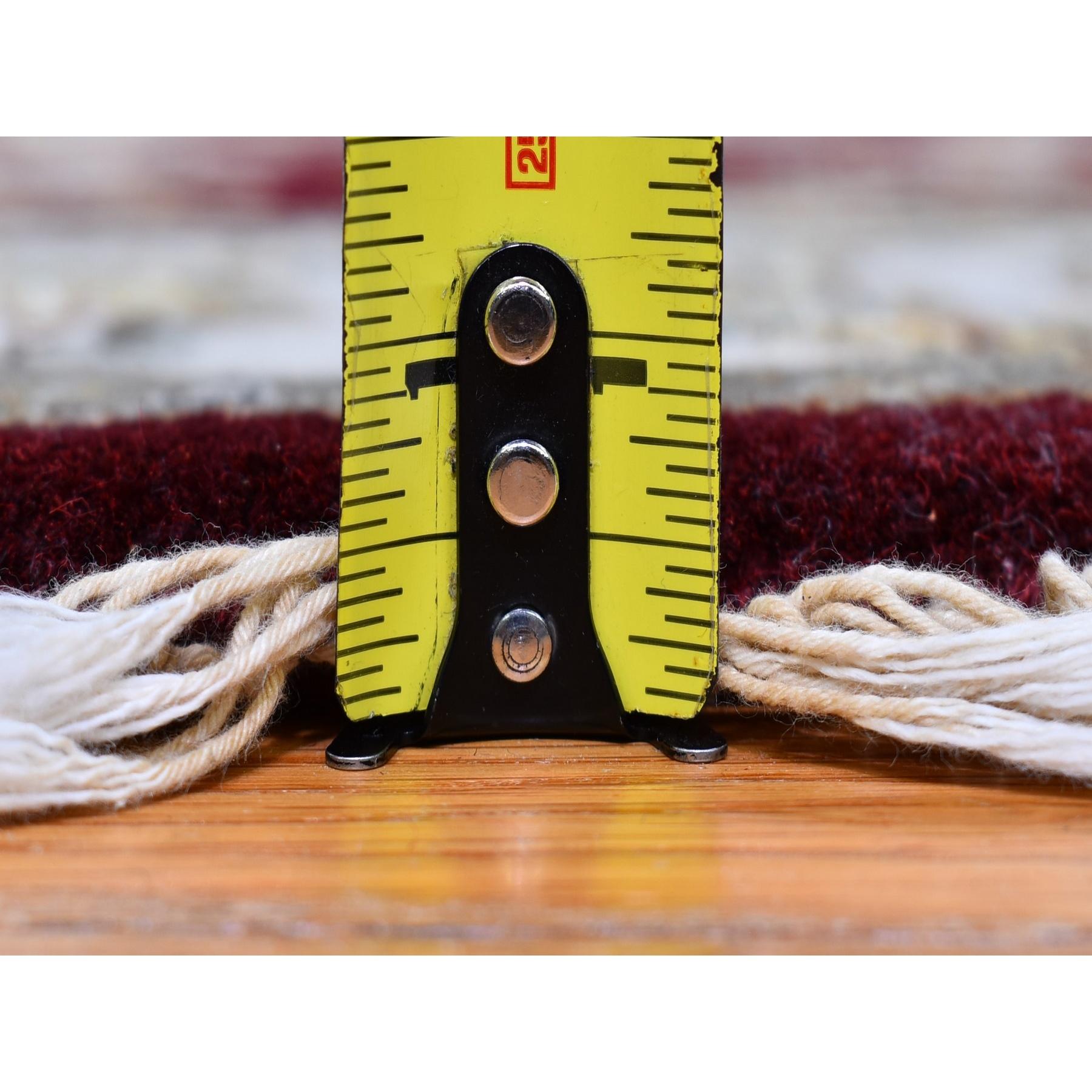 Lana Tappeto orientale rotondo 5'x5' rosso metà lana e metà seta Rajasthan annodato a mano in vendita