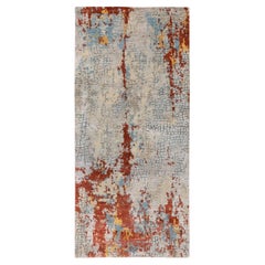 2'6 "x5'10" in lana e seta con disegno astratto a mosaico di fuoco annodato a mano, Runner Orienta